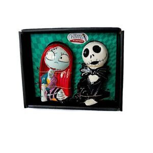 NIB Disney Nightmare Before Christmas Salt Pepper Shakers Ceramic Jack Sally